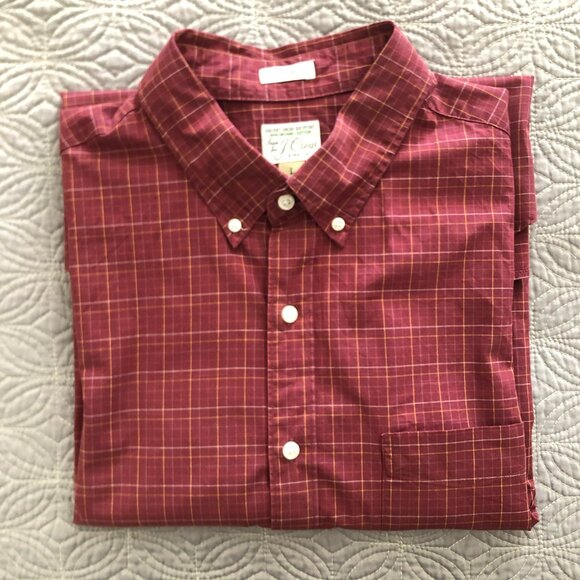 J. Crew Burgundy Plaid Secret Wash Shirt, Large, Slim - Picture 8 of 8